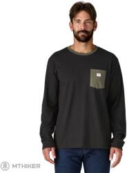 Patagonia Shop Sticker Pocket Responsibili-T-Shirt, fekete, mosdózölddel (L)