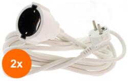 Well Set 2 x Cablu Prelungitor Electric Alb, Sectiune Cablu 3 x 1.5mm2, Lungime 5 m, Well (TIV-2xEXTC-5M-1.5PWE-WL)
