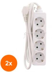 Well Set 2 x Prelungitor Electric 4 Prize, Sectiune Cablu 3 x 1.5mm2, Lungime 1.5m, Well (TIV-2xEXTS-4S1.5M-WL)