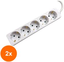 Well Set 2 x Prelungitor 5 Prize 3 m, Cablu 3x1.5 mmp, Well (TIV-2xEXTS-5S3M/04-WL)