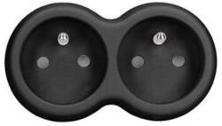 Solight P104B - Elosztóaljzat 2x 10A fekete P104B (SL1710)