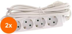 Well Set 2 x Prelungitor Electric 4 Prize, Sectiune Cablu 3 x 1.5mm2, Lungime 3 m, Well (TIV-2xEXTS-4S3M-WL)