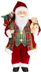 MagicHome karácsonyi dekoráció, Mikulás ajándékokkal és macival, piros, 60 cm (TC8095512)