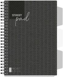 STREET Spirálfüzet STREET Pad regiszteres A5 vonalas 100 lapos fekete (67131) - nyomtassingyen