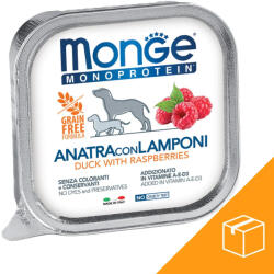 Monge Monoprotein Fruits Pate Alutálcás Kutyaeledel (Kacsa és Málna) - 24x150 g