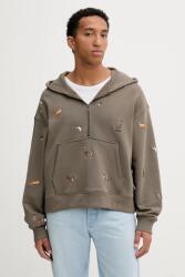 HUGO BOSS pamut melegítőfelső barna, nyomott mintás, kapucnis, 50549136 - barna XL