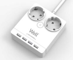  Prelungitor cu 2 prize + 4 x USB 3m Alb, EXTS-2S3M-PROT/USB4-WL (EXTS-2S3M-PROT/USB4-WL)
