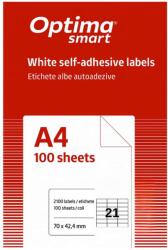 Optima Etichete autoadezive albe, 21/A4, 70x42.4mm, 100 coli/top, OPTIMA (OP-421070424S)