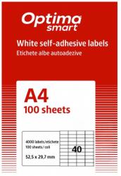 Optima Etichete autoadezive albe, 40/A4, 52.5x29.7mm, 100 coli/top, OPTIMA (OP-440525297S)
