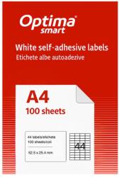 Optima Etichete autoadezive albe, 44/A4, 52.5x25.4mm, 100 coli/top, OPTIMA (OP-444525254S)