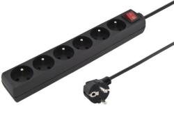  Prelungitor cu switch 6 prize 3m Negru, PPA6K-03BK (PPA6K-03BK)