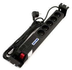  Prelungitor rackabil 19"/2U cu 5 prize 3m Negru, ppacar3rack (PPACAR3RACK)