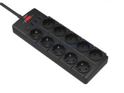  Prelungitor cu 10 x Schuko + 3 x USB-A + 1 x USB-C 2m, EXTS-10S2M-PROT/USBC4BK-WL (EXTS-10S2M-PROT/USBC4BK-WL)