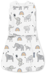 Ingenuity SwaddleMe Happy Elephant Pamut Pólya Kagyló Alakú - Átalakítható Szabad Ujjal, TOG 1, Biztonságos és Kényelmes Baba Pólya