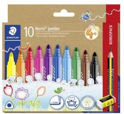 STAEDTLER Filctoll készlet, grafitceruzával, radírral, 3 mm, háromszögletű, STAEDTLER "Noris® jumbo 328", 10+1 különbözõ szín (12 db) (TS328BC10P)