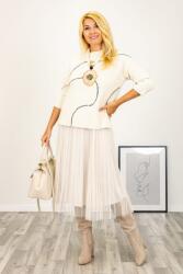 U See Rochie suprapusa din tulle plisat, cu puloveras, ivoire Talie unica