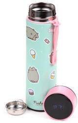 PUSHEEN cicás rozsdamentes acél thermo palack, digitális hőmérővel, 450 ml, Ínyenc Pusheen macska (PCT-BOT362)