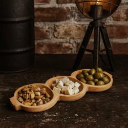 A T E L I E R 49 Platou din lemn pentru aperitive, branzeturi si snack-uri , 3 compartimente, fag, 43x23 cm (ATE49-ART-152565) Tava