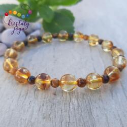 Kristály Jóga Shop Citrin 8 mm-es ásvány karkötő, tigrisszemmel