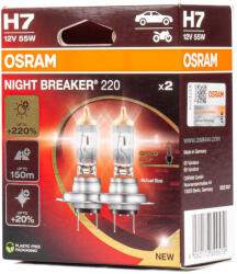 OSRAM H7 12V 55W PX26d NIGHT BREAKER halogén izzók +220% 2 darab (O-64210NB220-2HBDUO)