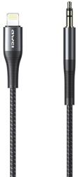 Awei CL-116L audió kábel (3.5mm jack - lightning 8pin, 100cm, cipőfűző minta) FEKETE Apple iPhone 7 4.7, Apple iPhone 7 Plus 5.5, Apple IPAD mini 4, Apple IPAD Pro 12.9 (2015), Apple iPhone 6S 4 (CL-116L_B