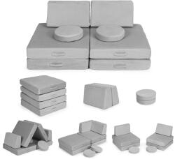 EcoToys Canapea modulară mare pliabilă pentru copii DIY cu 8 perne moi - gri ECOTOYS