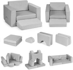 EcoToys Fotoliu modular pentru copii DIY cu 8 perne moi pliabile - gri ECOTOYS