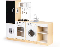ECOTOYS Bucătărie din lemn pentru copii segmente independente XXL tablă + LED ECOTOYS Bucatarie copii