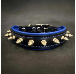 Bestia Zgarda Spiky Bestia , Piele Naturala, M: 30-35 cm, Albastru