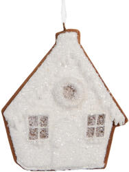 Clayre & Eef Set 2 ornamente brad Craciun Casuta Turta Dulce maro alba 9x1x10 cm (6PR5330)