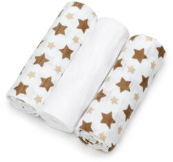 T-TOMI 3db-os BAMBUSZ pelenkaválogatás-PRÉMIUM CSEH MINŐSÉG- Beige stars