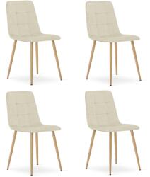 FDY Set 4 Scaune Bucatarie/Dining Jacob Bej Catifea Picoare Metalice Finisaj Lemn