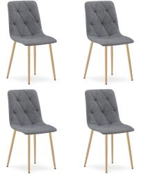FDY Set 4 Scaune Bucatarie/Dining Fido Material Textil Gri Inchis Picioare Finisaj Lemn