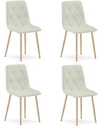 FDY Set 4 Scaune Bucatarie/Dining Fido Material Textil Bej Picioare Metalice Finisaj Lemn