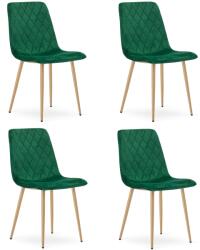 FDY Set 4 Scaune Bucatarie/Dining Clay Catifea Verde Picioare Metalice Finisaj Lemn