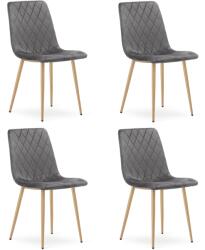 FDY Set 4 Scaune Bucatarie/Dining Clay Catifea Gri Inchis Picioare Metalice Finisaj Lemn