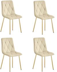 FDY Set 4 Scaune Bucatarie/Dining Fido Bej Catifea Picioare Aurii