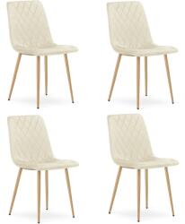 FDY Set 4 Scaune Bucatarie/Dining Clay Catifea Bej Picioare Metalice Finisaj Lemn