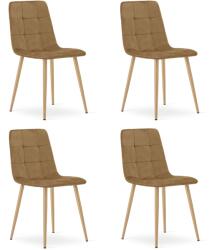 FDY Set 4 Scaune Bucatarie/Dining Jacob Maro Catifea Picioare Metalice Finisaj Lemn
