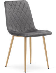 FDY Scaun Bucatarie/Dining Clay Catifea Gri Inchis Picioare Metalice Finisaj Lemn