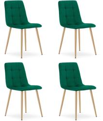 FDY Set 4 Scaune Bucatarie/Dining Jacob Verde Catifea Picioare Metalice Finisaj Lemn