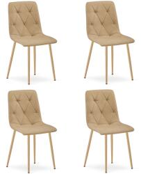 FDY Set 4 Scaune Bucatarie/Dining Fido Material Textil Maro Picioare Metalice Finisaj Lemn