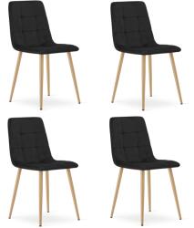 FDY Set 4 Scaune Bucatarie/Dining Jacob Negru Catifea Picioare Metalice Finisaj Lemn