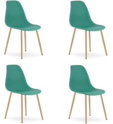 FDY Set 4 Scaune Bucatarie/Dining Velo Plus Verzi Picioare Metalice Finisaj Lemn
