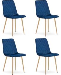 FDY Set 4 Scaune Bucatarie/Dining Clay Albastre Catifea Picioare Metalice Finisaj Lemn