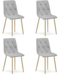 FDY Set 4 Scaune Bucatarie/Dining Fido Material Textil Gri Deschis Picioare Metalice Finisaj Lemn