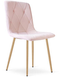 FDY Scaun Bucatarie/Dining Fido Catifea Roz Deschis Picioare Metalice Finisaj Lemn