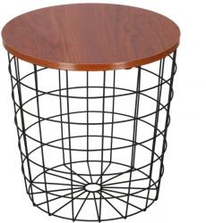 Springos Masa rotunda cu cos depozitare, MDF, baza metalica, negru si maro, 30.5/39x40 cm, Springos (CT0037)