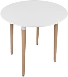 LEOBERT Masa stil scandinav, Artool, Kami, rotunda, MDF si lemn, alb, 80x74 cm (3831_1)