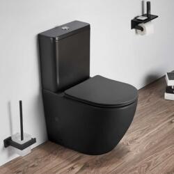 Foglia Set vas wc stativ rimless negru mat Foglia Oslo cu rezervor si capac soft close inclus (A2342X-MB)